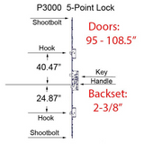 Amesbury Multi-Point Lock P3000 Active 5-Point Rhino Hook and Shootbolts 60mm Backset