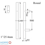 HOPPE Bar-Shaped Round Pull Handle Stainless Steel