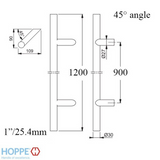 HOPPE Bar-Shaped Round 45 Degree Angle Pull Handle 47-1/4" Stainless Steel