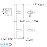 HOPPE Bar-Shaped Round 45 Degree Angle Pull Handle 63" Stainless Steel