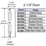 HOPPE Latch & Deadbolt Strike Plate 2-¼ Inch Door PC0015N Black Finish 2014801