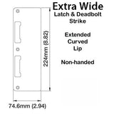 Strike Plate, PC0024N, Extra Wide Latch &amp; Deadbolt 2.94 x 8.82 - Brass