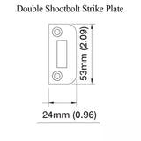 Strike Plate, PS0025M, Double Shootbolt 0.96" x 2.09" - Brass