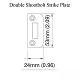 Strike Plate, PS0025M, Double Shootbolt 0.96" x 2.09" - Stainless Steel