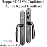 HOPPE HLS 9000 Sliding Door Handle Set Verona Lever Active Keyed Antique Nickel