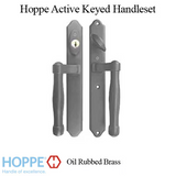 HOPPE HLS 9000 SLIDING DOOR HANDLE-SET, M574/2170N ACTIVE KEYED - OIL RUBBED BRASS