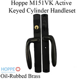 HOPPE HLS 9000 Sliding Door Handle Set Verona Lever Active Keyed, Oil Rubbed Brass