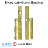 HOPPE HLS 9000 Sliding Door Handle Set Active Keyed, Resista Brass