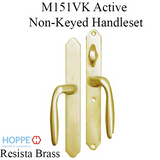 HOPPE HLS 9000 Sliding Door Handle Set with Verona Lever Active Non-Keyed Resista Brass