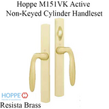 HOPPE HLS 9000 Sliding Door Handle Set with Verona Lever Active Non-Keyed Outside Resista Brass