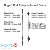Hoppe Multipoint Lock - 2 Hooks, 30mm Sliding Door Lock, 16mm Face, 2082775