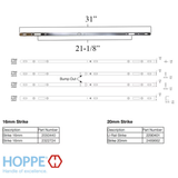 Hoppe Multipoint Lock - 2 Hooks, 30mm Sliding Door Lock, 16mm Face, 2082775