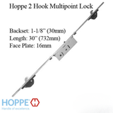 Hoppe Multipoint Lock - 2 Hooks, 30mm Sliding Door Lock, 16mm Face, 2082775
