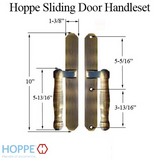 HOPPE HLS 9000 SLIDING DOOR HANDLE-SET, M574/2170N, FIXED DUMMY - ANTIQUE BRASS