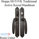 HOPPE HLS 9000 Sliding Door Traditional Handle Set with Verona Lever Active Keyed Rustic Umber