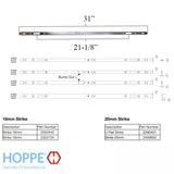 HOPPE MP LOCK, 2 HOOKS, 35MM SLIDING DOOR LOCK, 20MM FACE