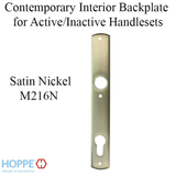 HOPPE CONTEMPORARY INTERIOR BACKPLATE M216N FOR ACTIVE/INACTIVE HANDLESETS - SATIN NICKEL
