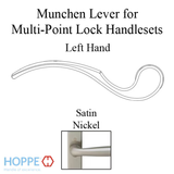Munchen Lever Handle for Left Handed Multipoint Lock Handlesets - Satin Nickel, 2194275