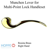 Munchen Lever Handle for Right Handed Multipoint Lock Handlesets - Resista Brass, 2202811