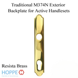 HOPPE TRADITIONAL EXTERIOR BACKPLATE M374N FOR ACTIVE HANDLESETS - RESISTA BRASS