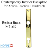 HOPPE CONTEMPORARY INTERIOR BACKPLATE M216N FOR ACTIVE/INACTIVE HANDLESETS - RESISTA BRASS