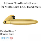 Athinai Non-Handed Lever Handle for Multipoint Lock Handlesets - Polished Brass / Brushed Brass