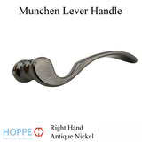 Munchen Lever Handle for Right Handed Multipoint Lock Handlesets - Antique Nickel