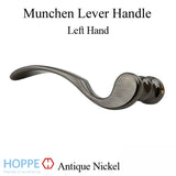 Munchen Lever Handle for Left Handed Multipoint Lock Handlesets - Antique Nickel