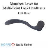 Munchen Lever Handle for Left Handed Multipoint Lock Handlesets - Rustic Umber
