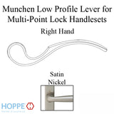 Munchen Low-Profile Lever Handle for Right Handed Multipoint Lock Handlesets - Satin Nickel