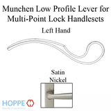 Munchen Low-Profile Lever Handle for Left Handed Multipoint Lock Handlesets - Satin Nickel