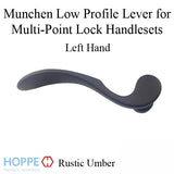Munchen Low-Profile Lever Handle for Left Handed Multipoint Lock Handlesets - Rustic Umber