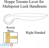 Toronto Lever Handle for Right Handed Multipoint Lock Handlesets - Resista Brass