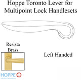 Toronto Lever Handle for Left Handed Multipoint Lock Handlesets - Resista Brass
