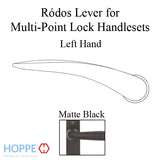 Ródos Lever Handle for Left Handed Multipoint Lock Handlesets - Matte Black