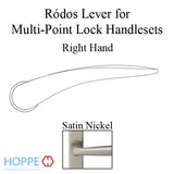 Ródos Lever Handle for Right Handed Multipoint Lock Handlesets - Satin Nickel