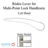 Ródos Lever Handle for Left Handed Multipoint Lock Handlesets - Satin Nickel