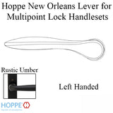 New Orleans Lever Handle for Left Handed Multipoint Lock Handlesets - Rustic Umber