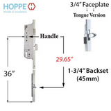 Hoppe Multipoint 1.77" Backset Manual Gear with Tongue Bottom Extension 20mm Faceplate width