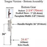 16mm Manual 70/92 Gear, Tongue @ 24.41", 1" D/B, 36" HH