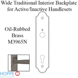 HOPPE WIDE TRADITIONAL INTERIOR BACKPLATE M3965N FOR ACTIVE/INACTIVE HANDLESETS - OIL-RUBBED BRASS