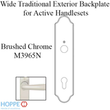 HOPPE Wide Traditional Exterior Backplate M3965N for Active Handlesets - Brushed Chrome