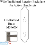 HOPPE WIDE TRADITIONAL EXTERIOR BACKPLATE M3965N FOR ACTIVE HANDLESETS - OIL-RUBBED BRASS
