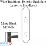 HOPPE Wide Traditional Exterior Backplate M3965N for Active Handlesets - Matte Black - Blemished