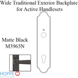 HOPPE WIDE TRADITIONAL EXTERIOR BACKPLATE M3965N FOR ACTIVE HANDLESETS - MATTE BLACK