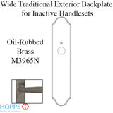 HOPPE WIDE TRADITIONAL EXTERIOR BACKPLATE M3965N FOR INACTIVE HANDLESETS - OIL-RUBBED BRASS