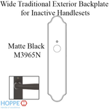 HOPPE WIDE TRADITIONAL EXTERIOR BACKPLATE M3965N FOR INACTIVE HANDLESETS - MATTE BLACK