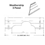 Weatherstrip 3 Panel LH Operating Lock Stile - Gray