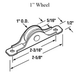 Glide Master Roller, Wardrobe Door 1 Inch Wheel, 5/16 Inch Bottom Mount - 25350