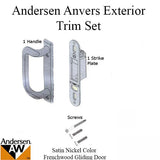 Andersen Frenchwood Gliding Door Trim Hardware, Anvers 2 Panel Exterior - Satin Nickel